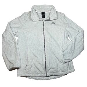 The North Face Osito‎ Womens Fuzzy Fleece Jacket Full Zip White Large Soft FLAW